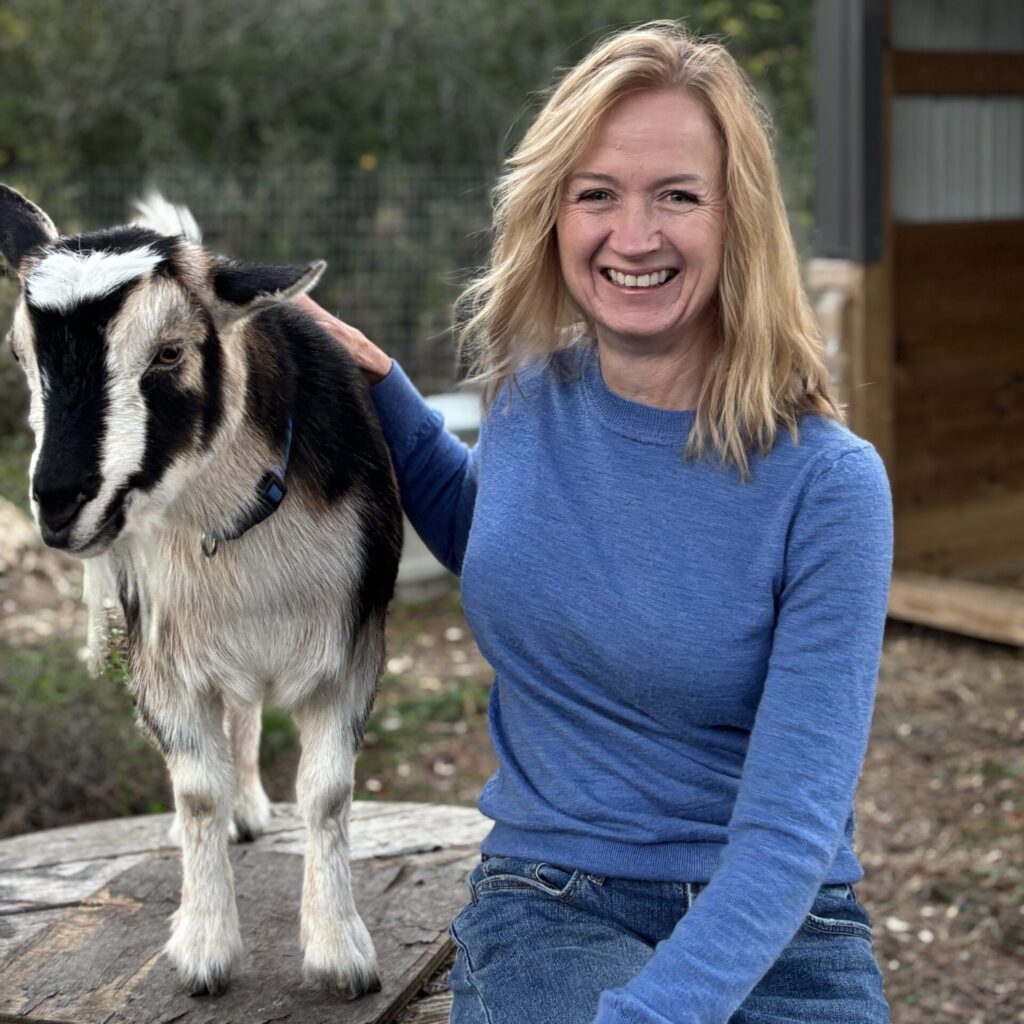 Vicki with her goat